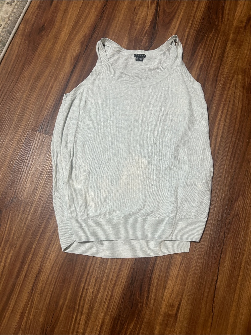 Theory Light Cream Ribbed Knit Tank - Picture 2 of 5